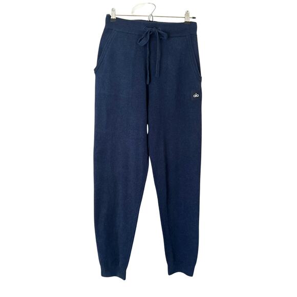 ALO 100% Cashmere Jet Set Joggers, Navy, Small - Picture 1 of 7